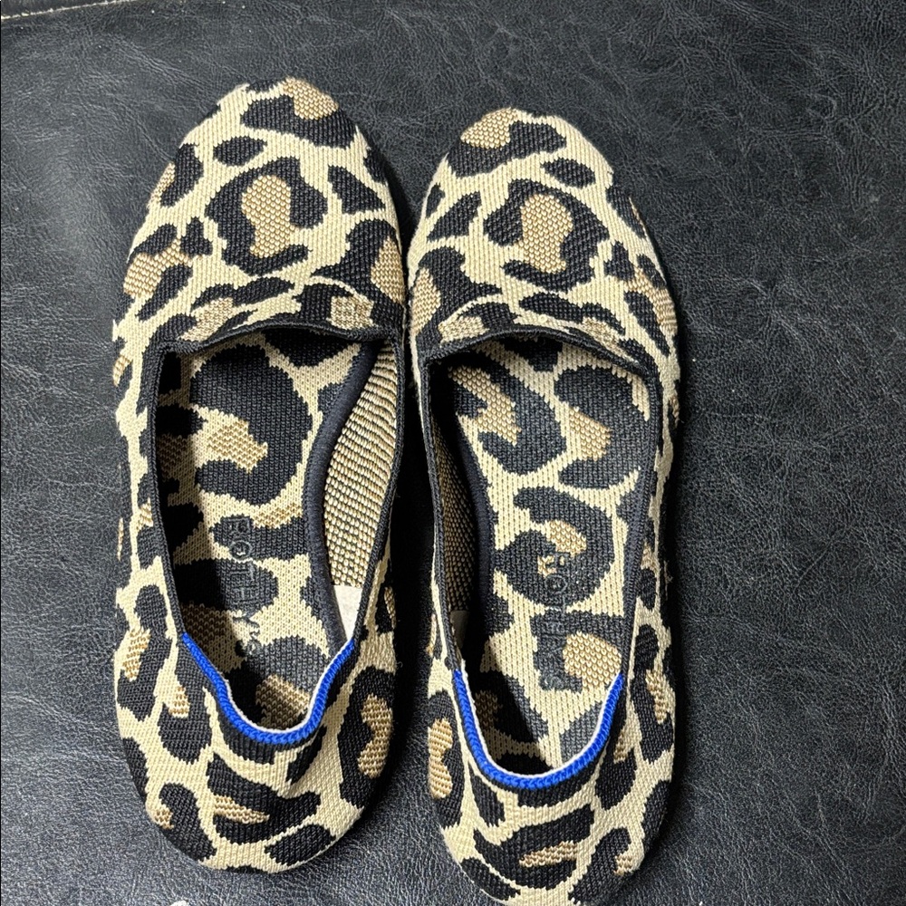 Rothy's Leopard Print Flats in Black and Tan